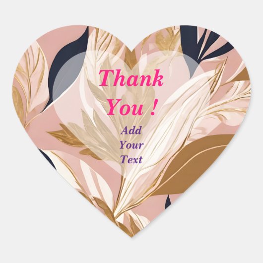 Blush Roze Goud Boho Bladeren Moderne Collectie Hart Sticker (Voorkant)