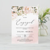 Blush roze goud boho bloemenverlovingsfeest kaart (Staand voorkant)