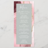 Blush Roze Goud Bord Sage Groene Agaat Huwelijk Menu (Voorkant)