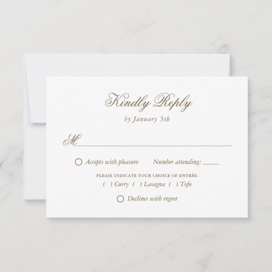 Blush Roze Goud Bruiloft RSVP Kaart Maaltijd Keuze (Achterkant)