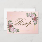 Blush Roze Goud Bruiloft RSVP Kaart Maaltijd Keuze (Voorkant / Achterkant)