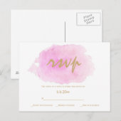 Blush roze & goud bruiloft RSVP kaarten (Voorkant / Achterkant)