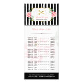 Blush Roze Goud Chic Hair Salon Bloemen Prijslijst Reclamekaart (Voorkant)