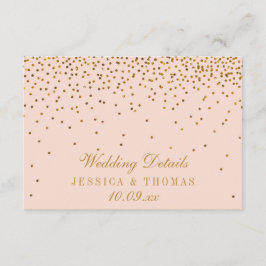 Blush Roze & Goud Confetti bruiloft Detail invoege Informatiekaartje