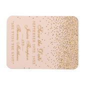 Blush Roze & Goud Confetti Bruiloft Save The Date Magneet (Horizontaal)