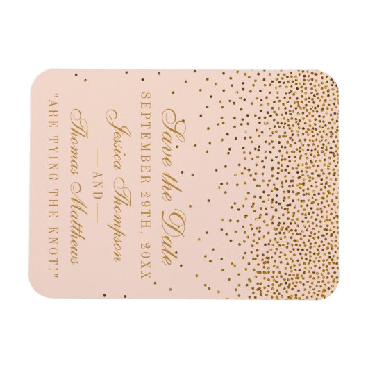 Blush Roze & Goud Confetti Bruiloft Save The Date Magneet (Horizontaal)