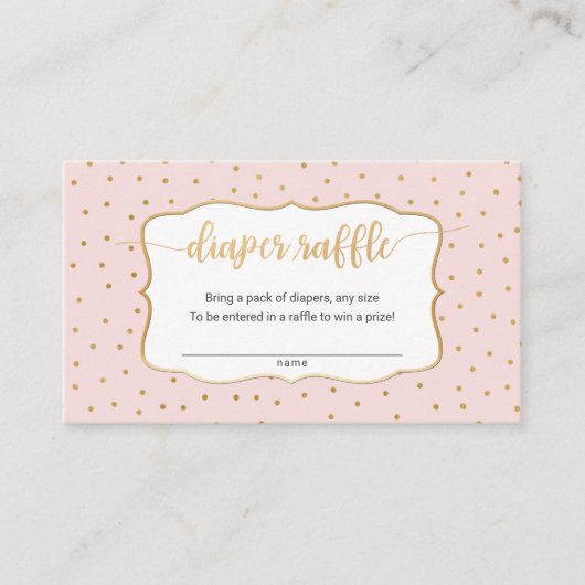 Blush Roze + goud confetti luier verloting ticket (Voorkant)