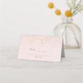 Blush Roze & Goud Confetti Modern Tafelnummer Plaatskaartje (Achterkant)