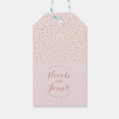 Blush Roze & Goud Confetti Moderne Glamour Favor Cadeaulabel (Achterkant)