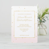 Blush Roze Goud Confetti Sparkle Ombre Bruiloft Kaart (Staand voorkant)