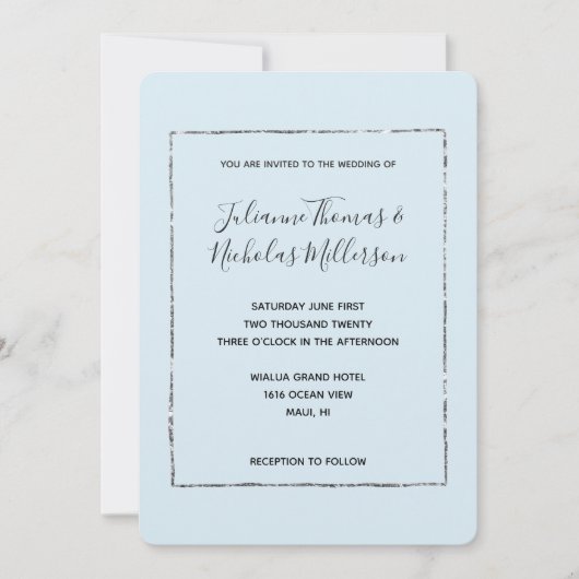 Blush Roze Goud Eenvoudig Chique Bruiloft Uitnodig Kaart (Voorkant)