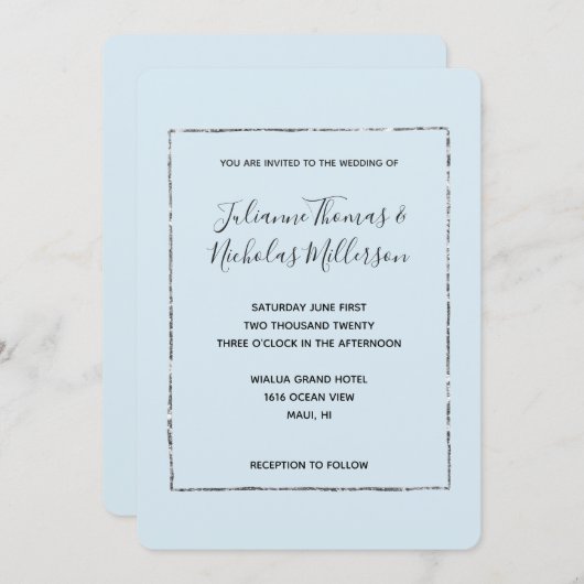 Blush Roze Goud Eenvoudig Chique Bruiloft Uitnodig Kaart (Voorkant / Achterkant)