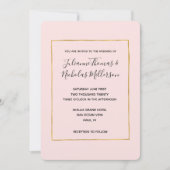 Blush Roze Goud Eenvoudig Chique Bruiloft Uitnodig Kaart (Voorkant)