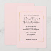 Blush Roze Goud Eenvoudig Chique Bruiloft Uitnodig Kaart (Voorkant / Achterkant)