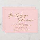 Blush roze & goud | Eenvoudig elegant verjaardagsd Kaart (Voorkant / Achterkant)