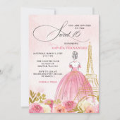 Blush Roze Goud Eiffeltoren Paris Sweet 16 Kaart (Voorkant)