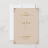 Blush Roze & Goud Elegante Chic Tafel Nummer Kaart (Voorkant)