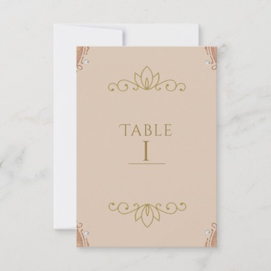 Blush Roze & Goud Elegante Chic Tafel Nummer Kaart (Voorkant)