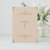 Blush Roze & Goud Elegante Chic Tafel Nummer Kaart (Staand voorkant)