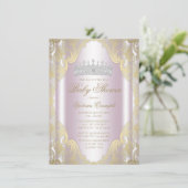Blush Roze Goud Fancy Prinses Baby shower Kaart (Staand voorkant)