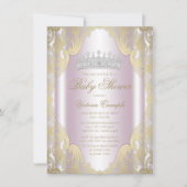 Blush Roze Goud Fancy Prinses Baby shower Kaart (Voorkant)