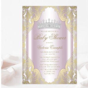 Blush Roze Goud Fancy Prinses Baby shower Kaart