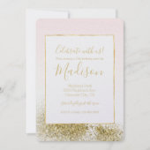 Blush Roze Goud Faux Glitter Sparkle Ombre Kaart (Voorkant)