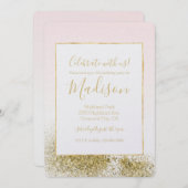 Blush Roze Goud Faux Glitter Sparkle Ombre Kaart (Voorkant / Achterkant)