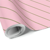 Blush Roze Goud Gestreepte Glam Glanzend Design St Cadeaupapier (Rol Hoek)