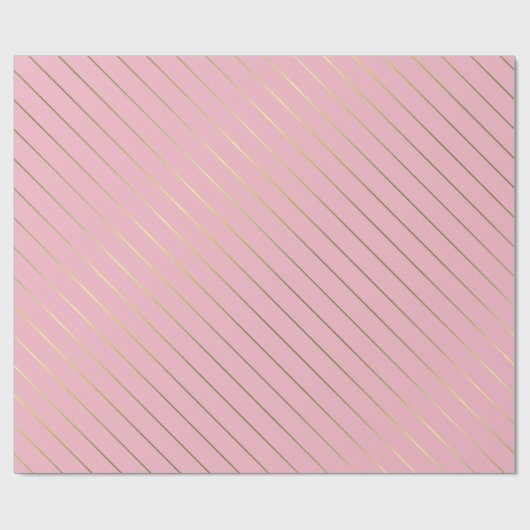 Blush Roze Goud Gestreepte Glam Glanzend Design St Cadeaupapier (Vlak)