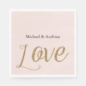 Blush Roze Goud Glitter Liefde Bruiloft Servet (Voorkant)