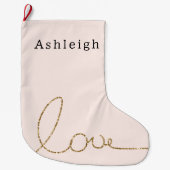 Blush Roze Goud Glitter Liefde Grote Kerstsok (Voorkant)