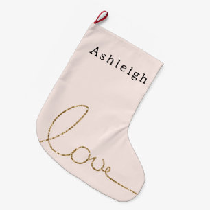 Blush Roze Goud Glitter Liefde Grote Kerstsok