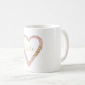 Blush Roze Goud Glitter Liefde Hart Koffiemok (Voorkant rechts)