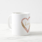 Blush Roze Goud Glitter Liefde Hart Koffiemok (Voorkant links)