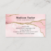Blush roze goud glitter marmer agaat notaris visitekaartje (Achterkant)
