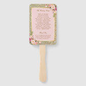 Blush Roze Goud Glitters Bloemen Bruiloft Programm Handwaaier (Achterkant)