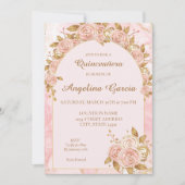 Blush roze goud grillige Quinceanera uitnodiging (Voorkant)