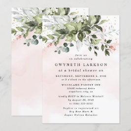 Blush Roze Goud Groen Stoffig Blauw Vrijgezellenfe Kaart