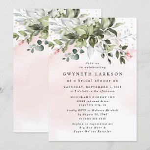 Blush Roze Goud Groen Stoffig Blauw Vrijgezellenfe Kaart