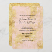 Blush roze goud grunge bruiloft uitnodigingen (Voorkant / Achterkant)