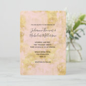 Blush roze goud grunge bruiloft uitnodigingen (Staand voorkant)