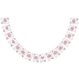 Blush Roze Goud Kalligrafie Bloemen Elegante Bruil Vlaggetjes