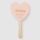 Blush Roze Goud Kalligrafie Hart Bruiloft Programm Handwaaier (Voorkant)