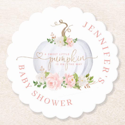 Blush roze goud Kleine pompoen Kartonnen Onderzetters (Voorkant)