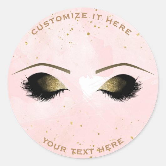 Blush roze goud make-up wimpers Beauty Party Ronde Sticker (Voorkant)