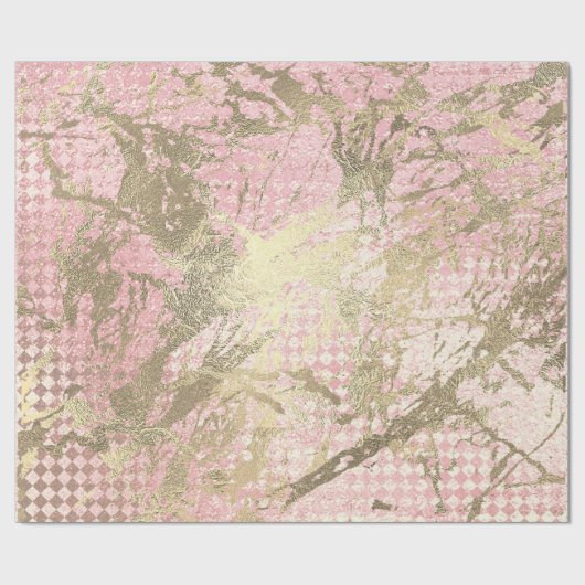 Blush Roze Goud Marmer Glanzend Metallic Glas Stro Cadeaupapier (Vlak)