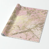 Blush Roze Goud Marmer Glanzend Metallic Glas Stro Cadeaupapier (Uitgerold)