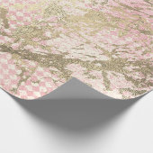 Blush Roze Goud Marmer Glanzend Metallic Glas Stro Cadeaupapier (Hoek)