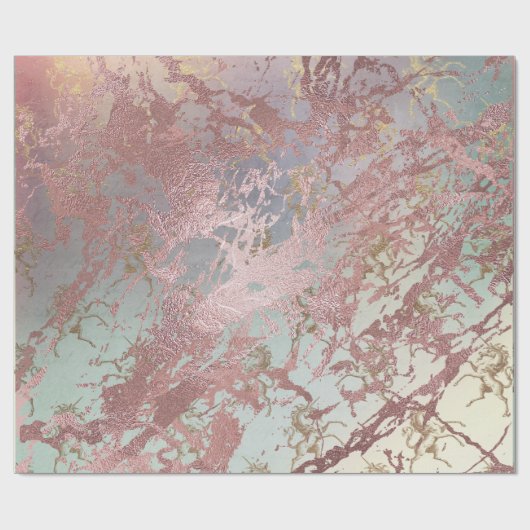 Blush Roze Goud Marmer Glanzende Fairly Aqua Eenho Cadeaupapier (Vlak)